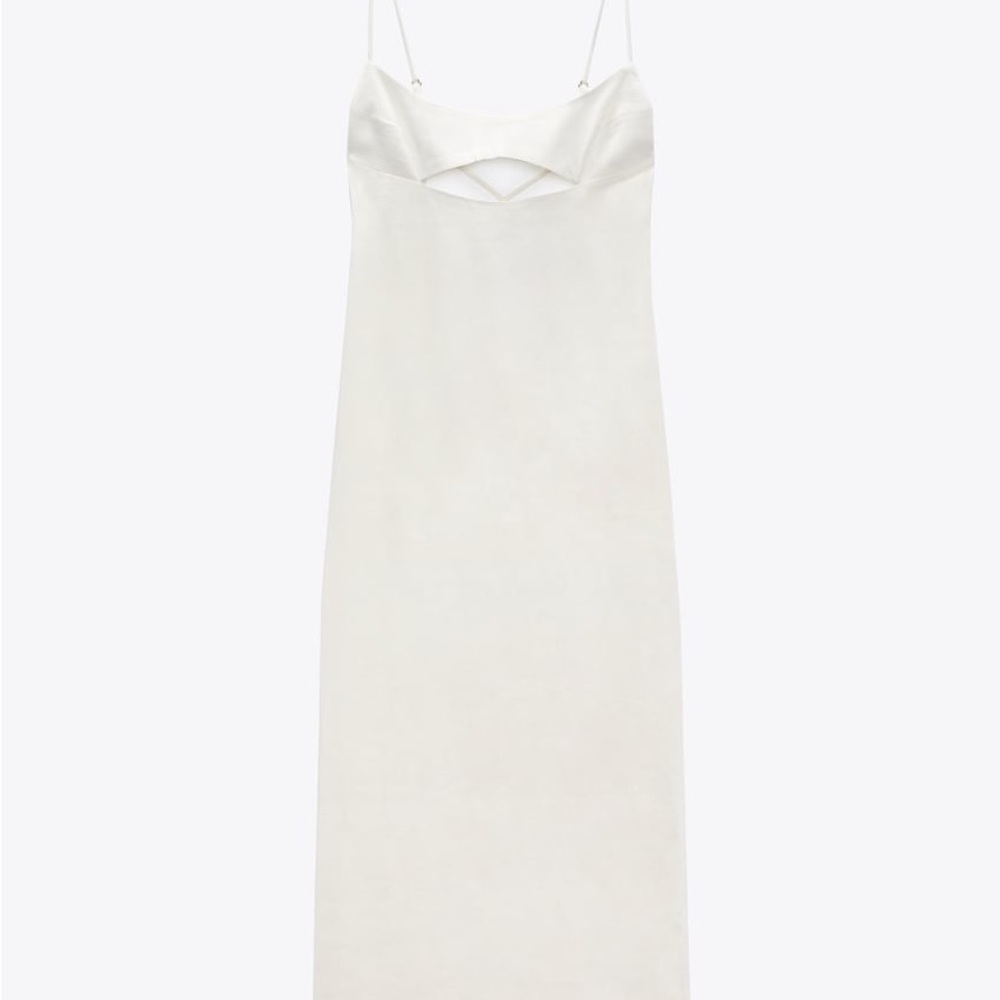Linen blend cutout dress sage green ZARA - Picture 7 of 9